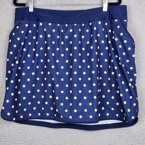 LANDS END Skort Womens Size 18W Blue Polka Dot Shorts Skirt Pockets Lined